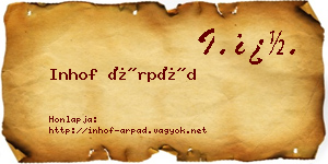 Inhof Árpád névjegykártya